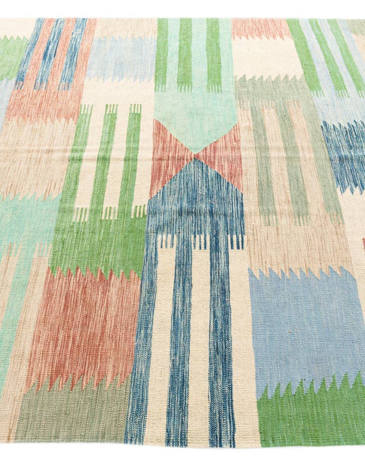 Detail image of  6' 7 x 9' 6  Hand Woven Kilim Modern Wool Rug