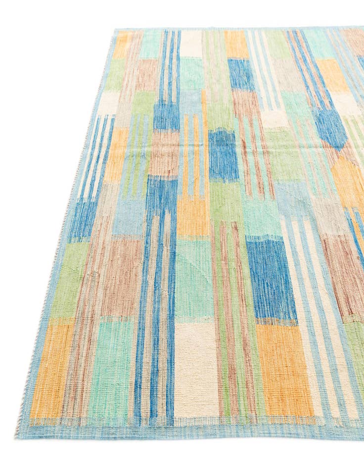 Detail image of  6' 9 x 10'  Hand Woven Kilim Modern Wool Rug