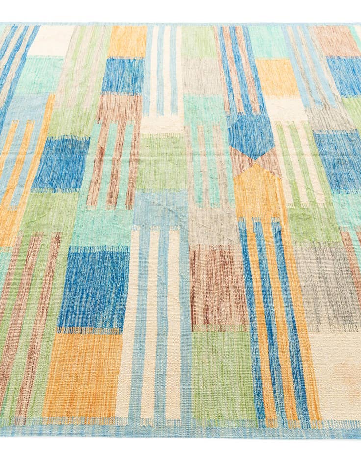 Detail image of  6' 9 x 10'  Hand Woven Kilim Modern Wool Rug