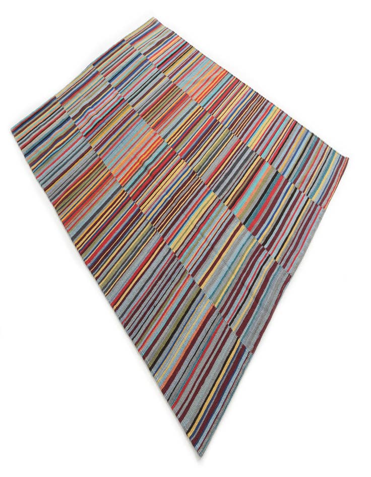 Detail image of  5' 8 x 7' 8  Hand Woven Kilim Modern Wool Rug