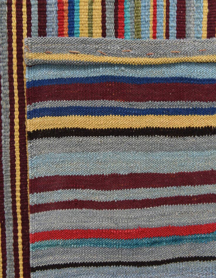 Detail image of  5' 8 x 7' 8  Hand Woven Kilim Modern Wool Rug
