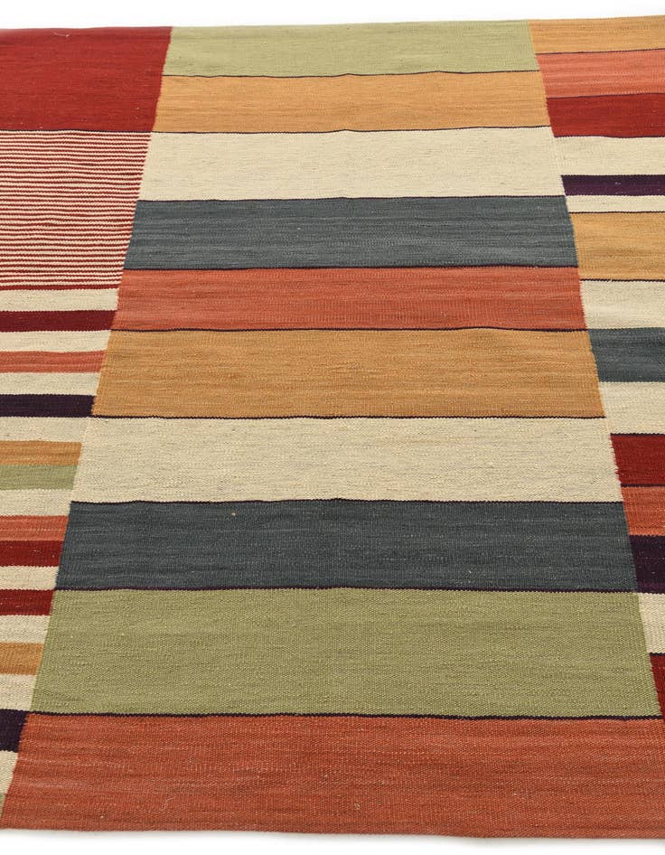 Detail image of  6' x 7' 9  Hand Woven Kilim Modern Wool Rug