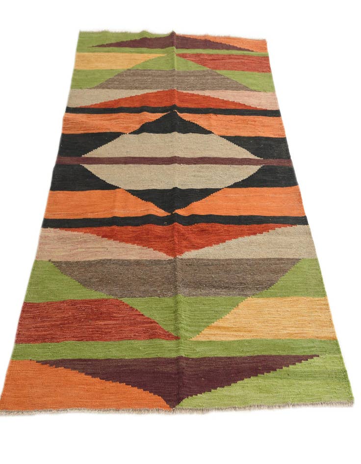 Detail image of  4' 8 x 6' 6  Hand Woven Kilim Modern Wool Rug