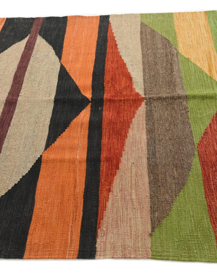 Detail image of  4' 8 x 6' 6  Hand Woven Kilim Modern Wool Rug