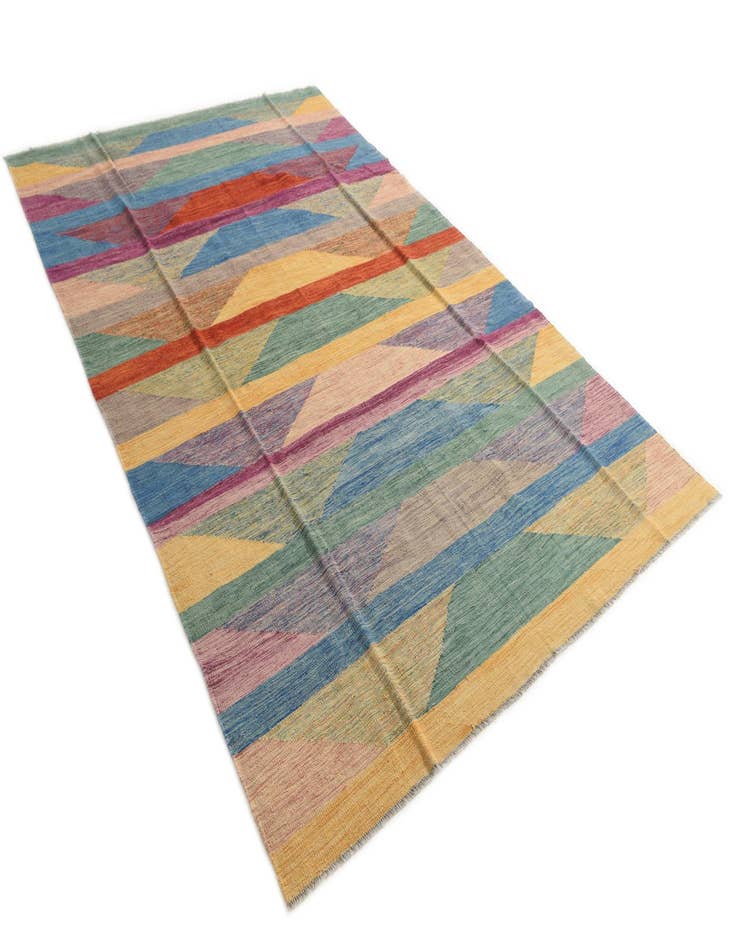 Detail image of  6' 5 x 10'  Hand Woven Kilim Modern Wool Rug