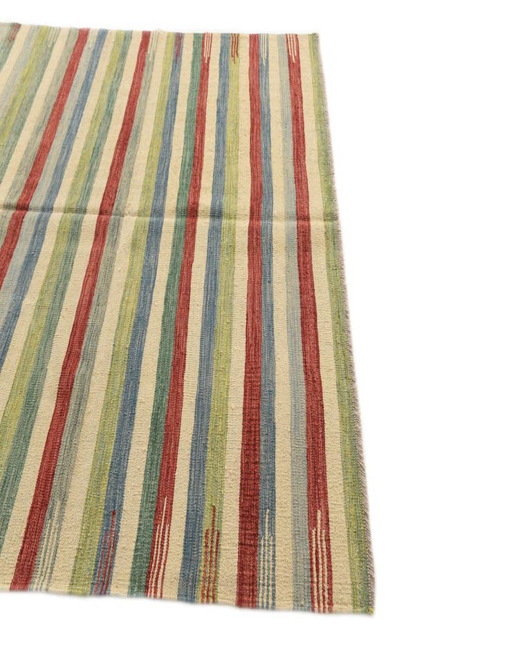 Detail image of  5' 9 x 8' 1  Hand Woven Kilim Modern Wool Rug