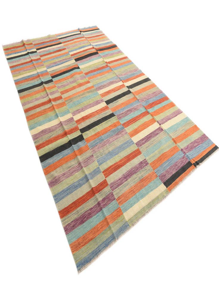 Detail image of  6' 4 x 9' 8  Hand Woven Kilim Modern Wool Rug