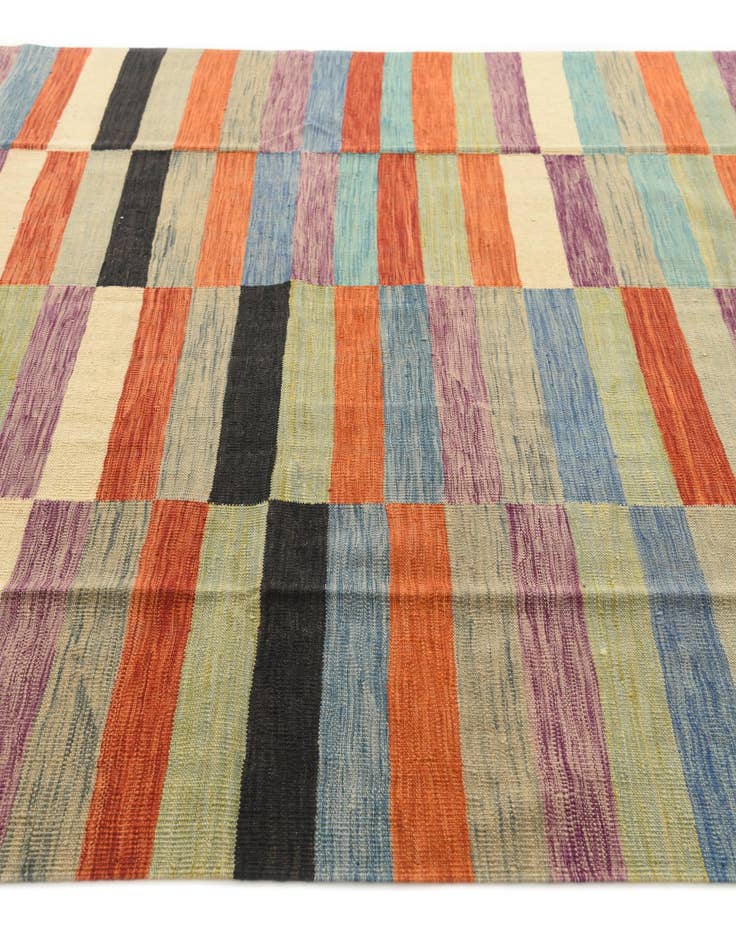Detail image of  6' 4 x 9' 8  Hand Woven Kilim Modern Wool Rug