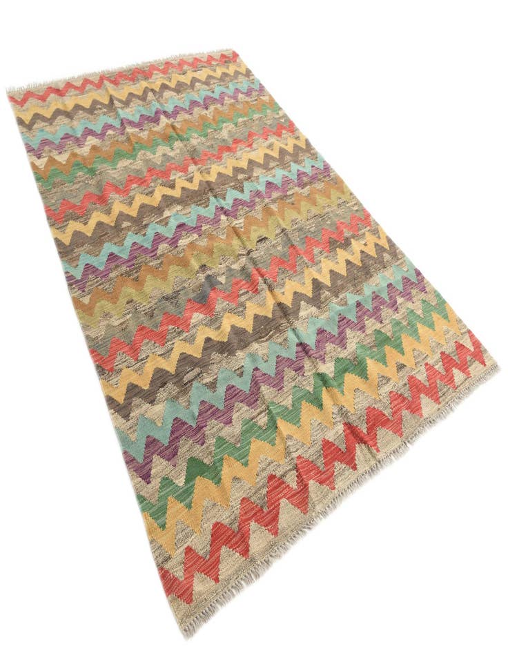 Detail image of  5' 5 x 8'  Hand Woven Kilim Modern Wool Rug