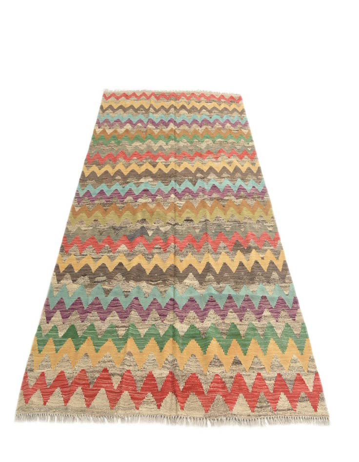 Detail image of  5' 5 x 8'  Hand Woven Kilim Modern Wool Rug
