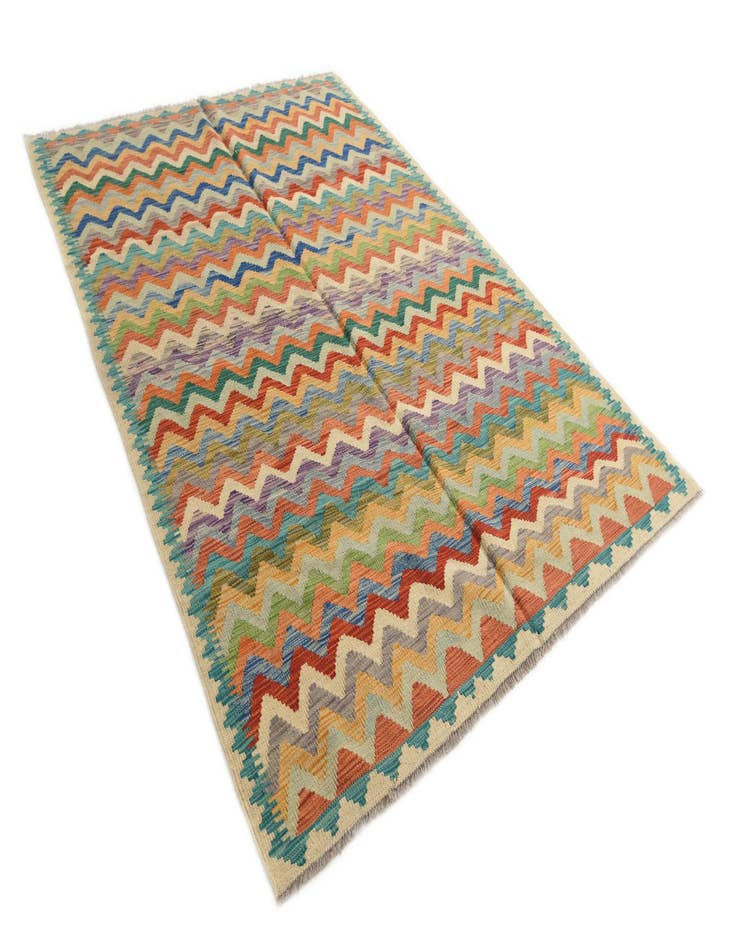 Detail image of  5' 7 x 7' 10  Hand Woven Kilim Modern Wool Rug