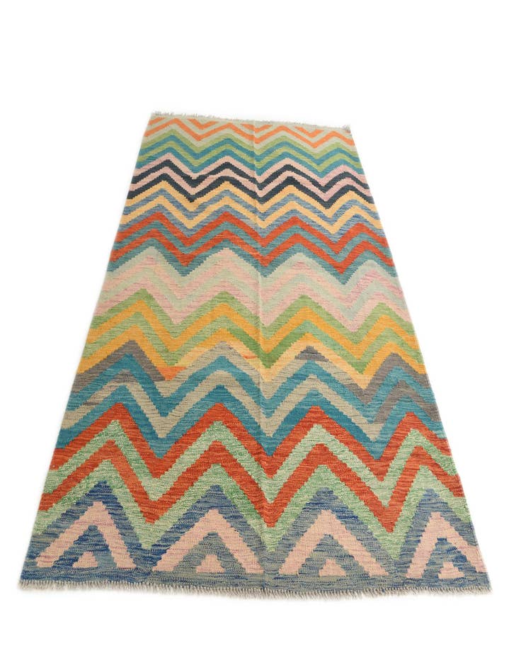 Detail image of  5' 9 x 7' 9  Hand Woven Kilim Modern Wool Rug