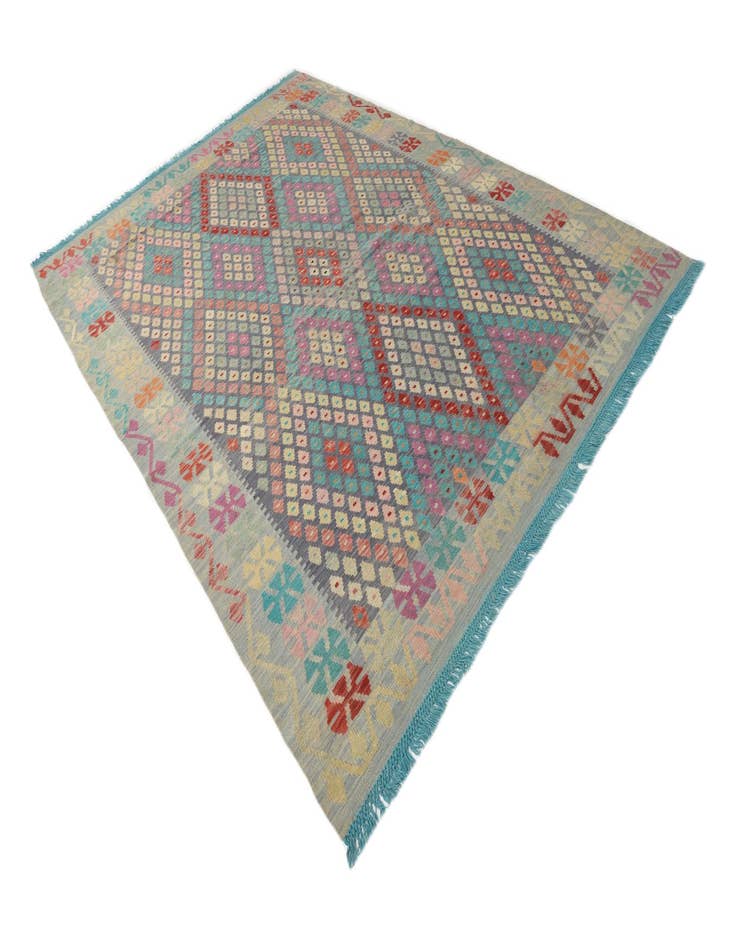 Detail image of  7' x 9' 7  Hand Woven Kilim Modern Wool Rug