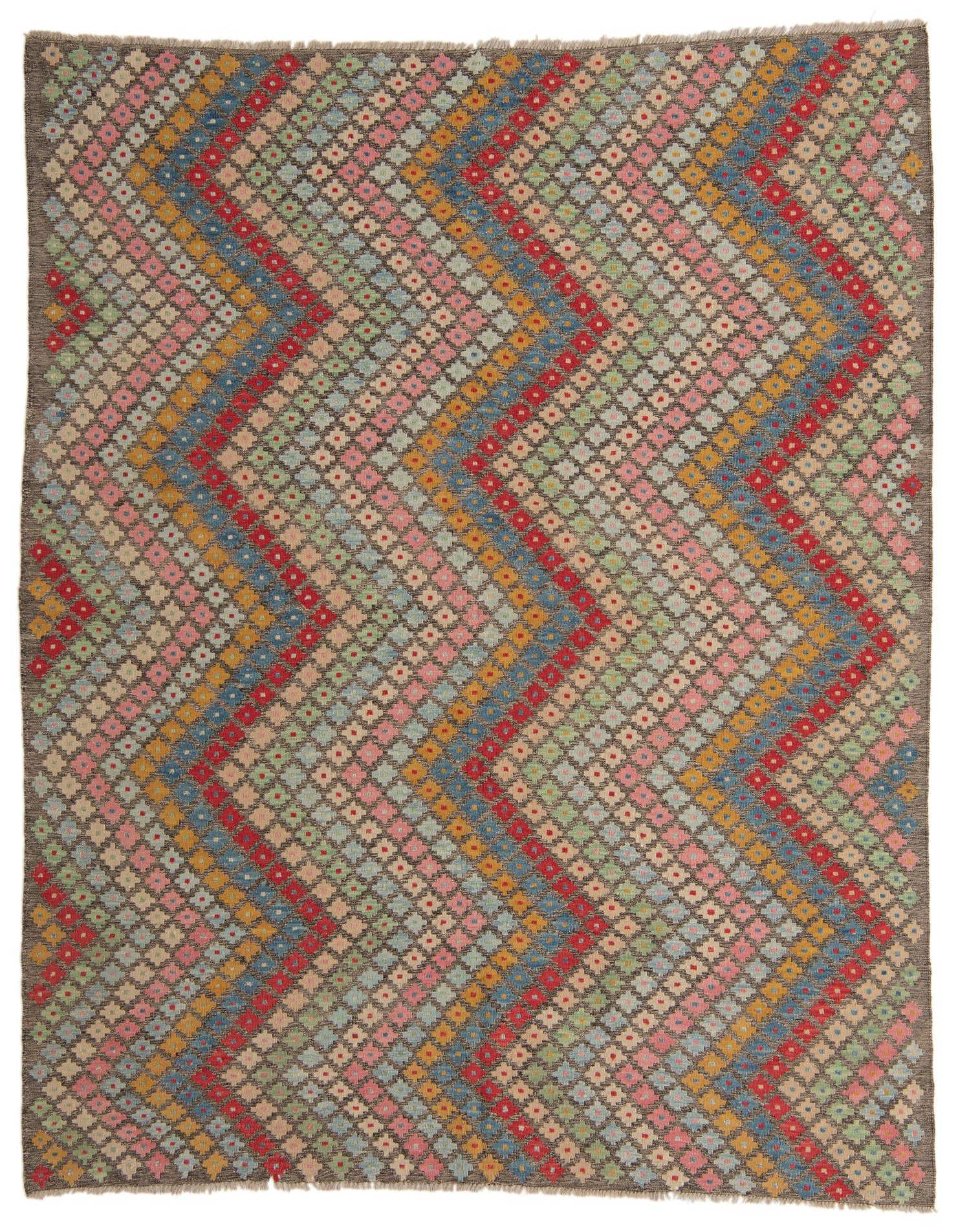 Primary image  7' 2 x 9' 3  Hand Woven Kilim Modern Wool Rug