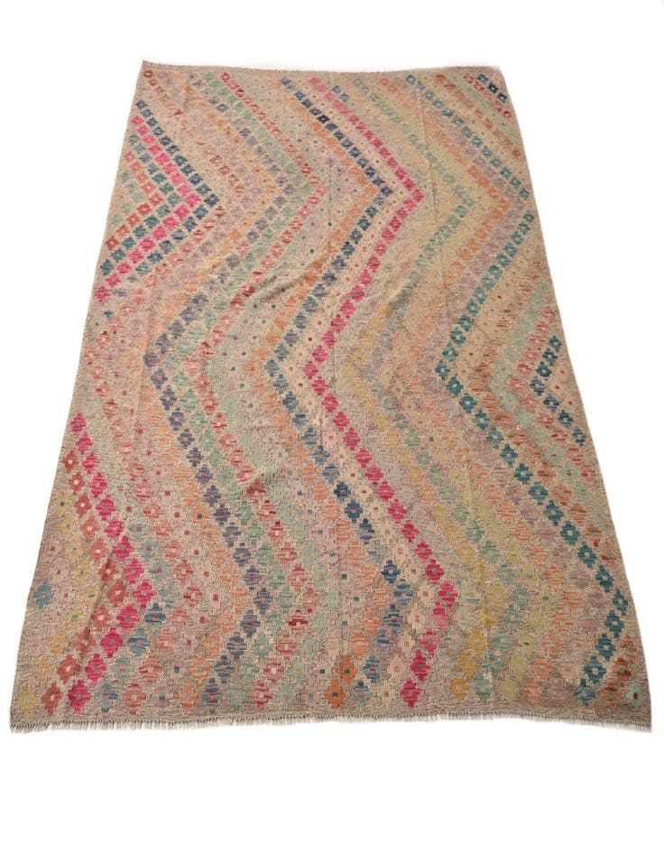 Detail image of  6' 9 x 8' 3  Hand Woven Kilim Modern Wool Rug