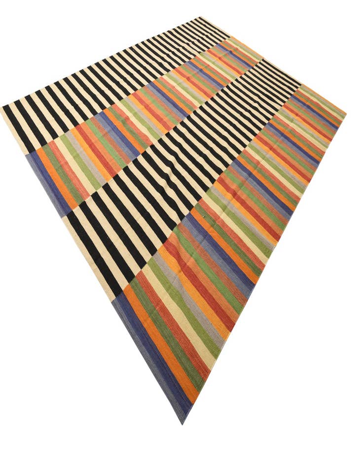 Detail image of  9' 9 x 12' 11  Hand Woven Kilim Modern Wool Rug