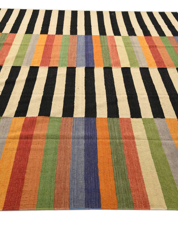 Detail image of  9' 9 x 12' 11  Hand Woven Kilim Modern Wool Rug
