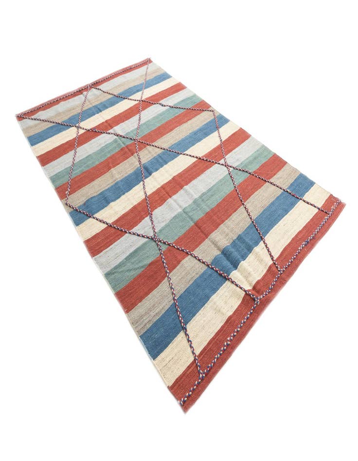 Detail image of  6' 3 x 10'  Hand Woven Kilim Modern Wool Rug