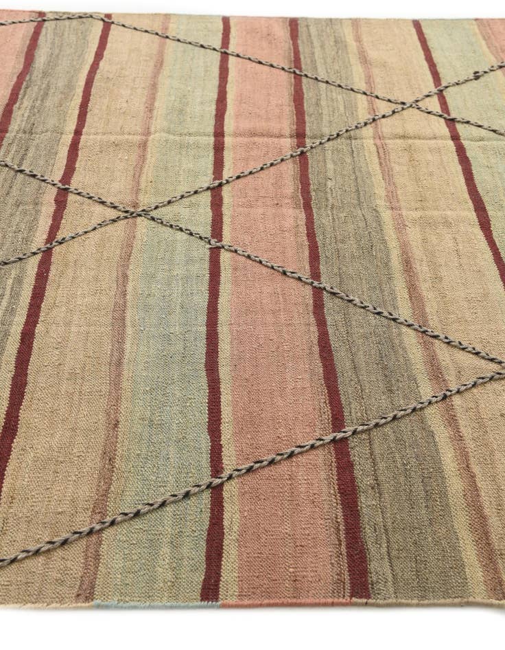 Detail image of  5' 9 x 8' 4  Hand Woven Kilim Modern Wool Rug