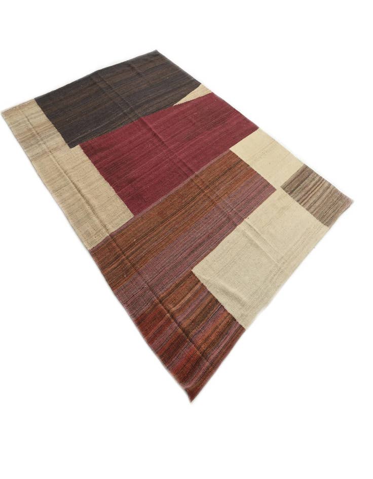 Detail image of  6' x 8'  Hand Woven Kilim Modern Wool Rug