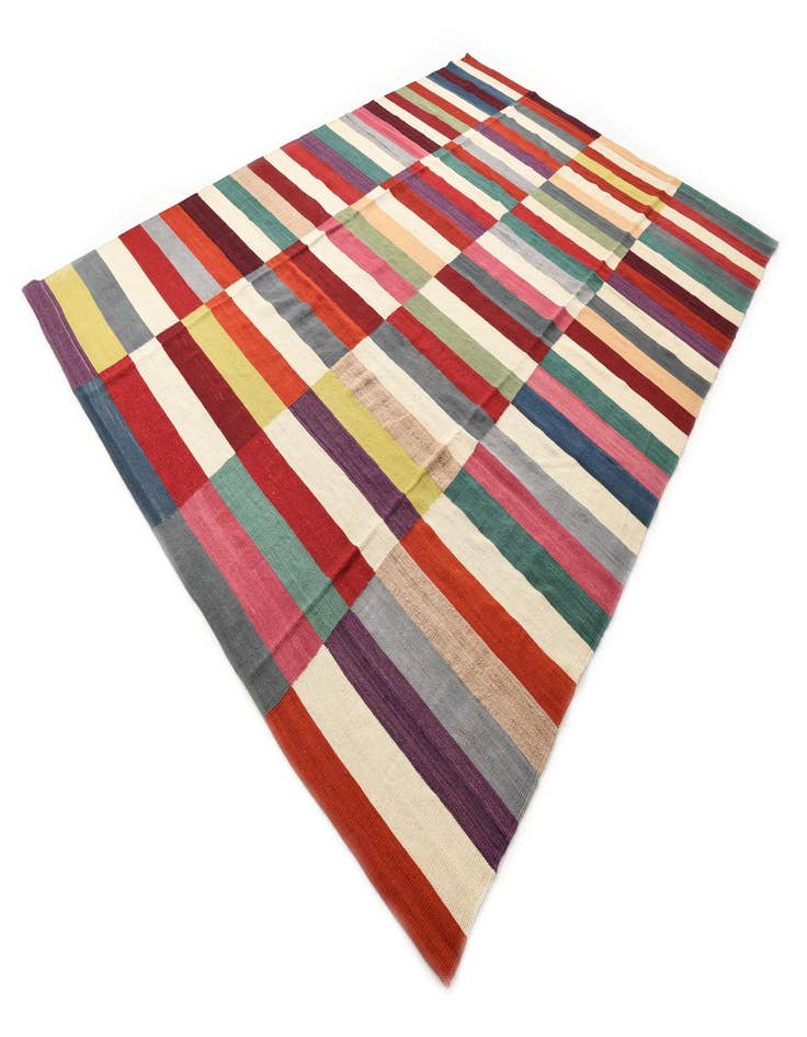 Detail image of  8' 2 x 11' 4  Hand Woven Kilim Modern Wool Rug