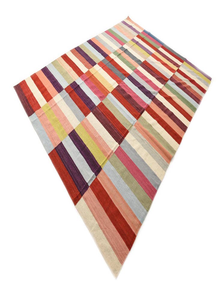 Detail image of  8' 7 x 11' 5  Hand Woven Kilim Modern Wool Rug