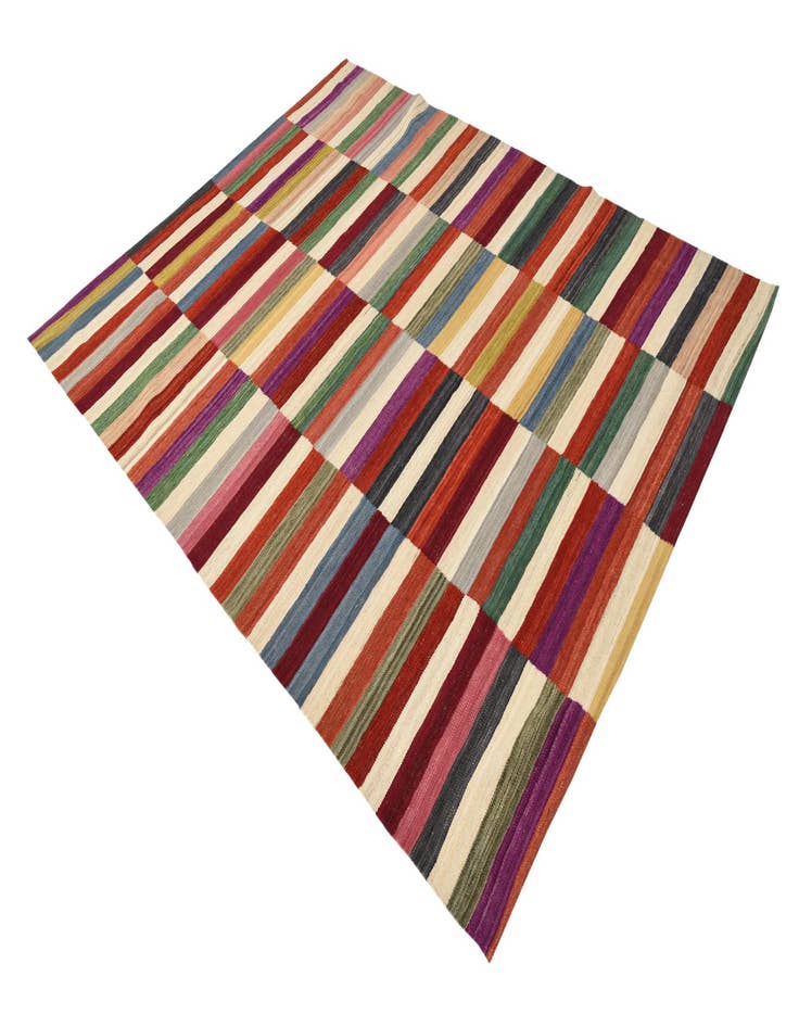 Detail image of  6' x 7' 10  Hand Woven Kilim Modern Wool Rug