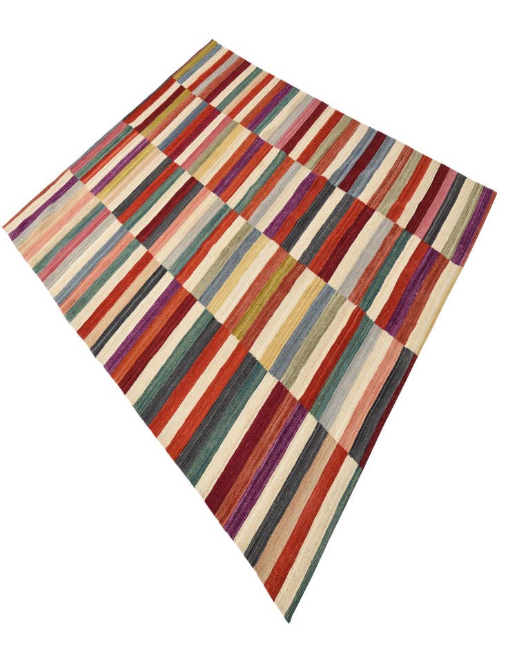 Detail image of  5' 10 x 7' 8  Hand Woven Kilim Modern Wool Rug