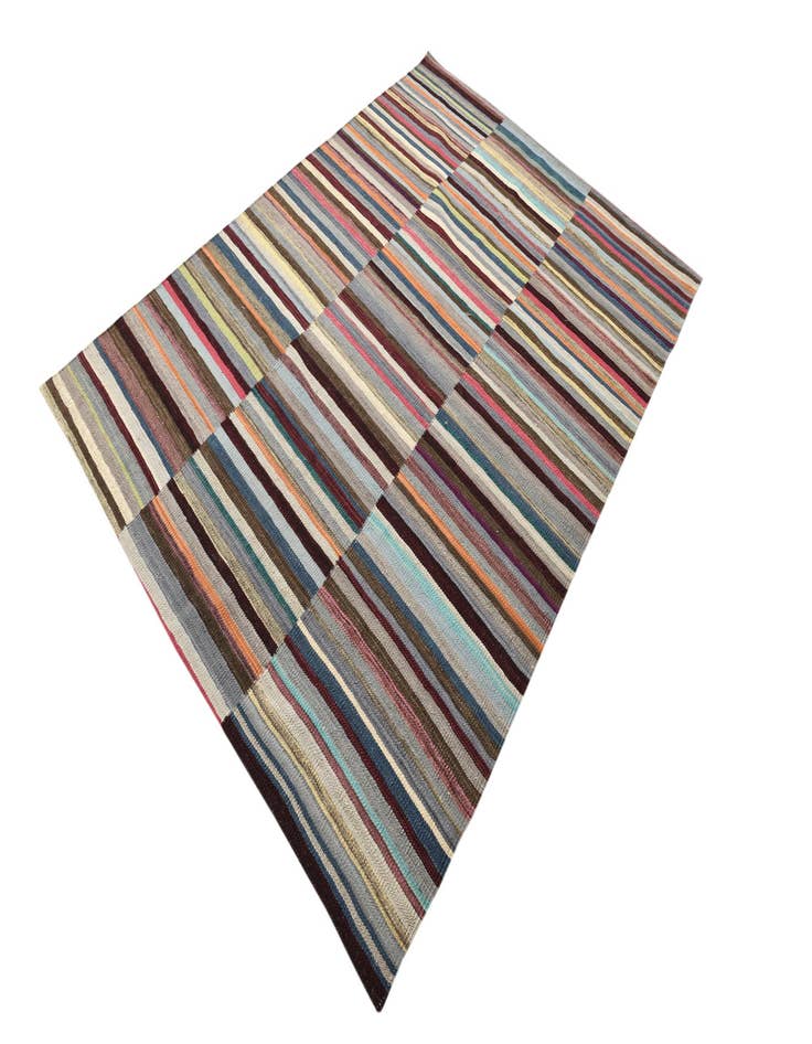 Detail image of 4' 8 x 6' 5 Hand Woven Kilim Modern Wool Rug