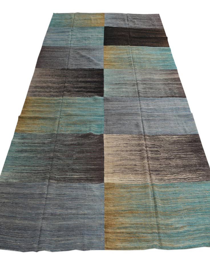 Detail image of  7' 10 x 9' 6  Hand Woven Kilim Modern Wool Rug