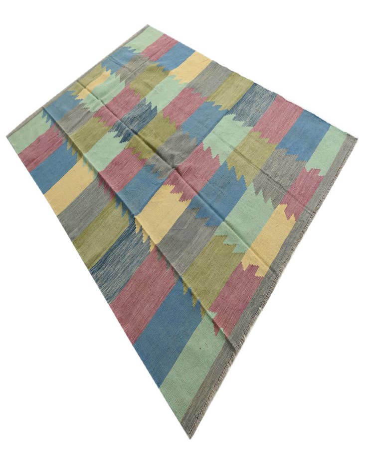 Detail image of  6' 7 x 9' 4  Hand Woven Kilim Modern Wool Rug