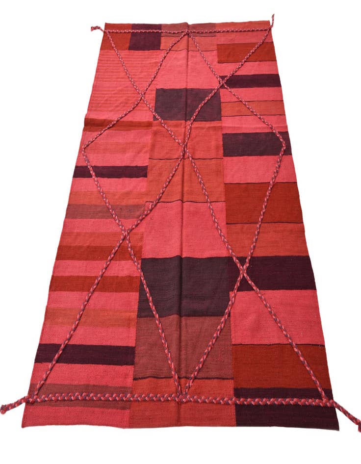 Detail image of  4' 8 x 6' 4  Hand Woven Kilim Modern Wool Rug