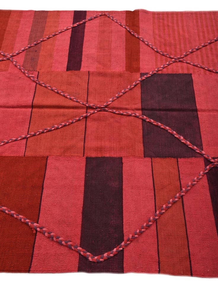 Detail image of  4' 8 x 6' 4  Hand Woven Kilim Modern Wool Rug