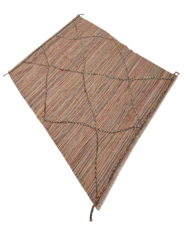 Detail image of  5' 7 x 8'  Hand Woven Kilim Modern Wool Rug