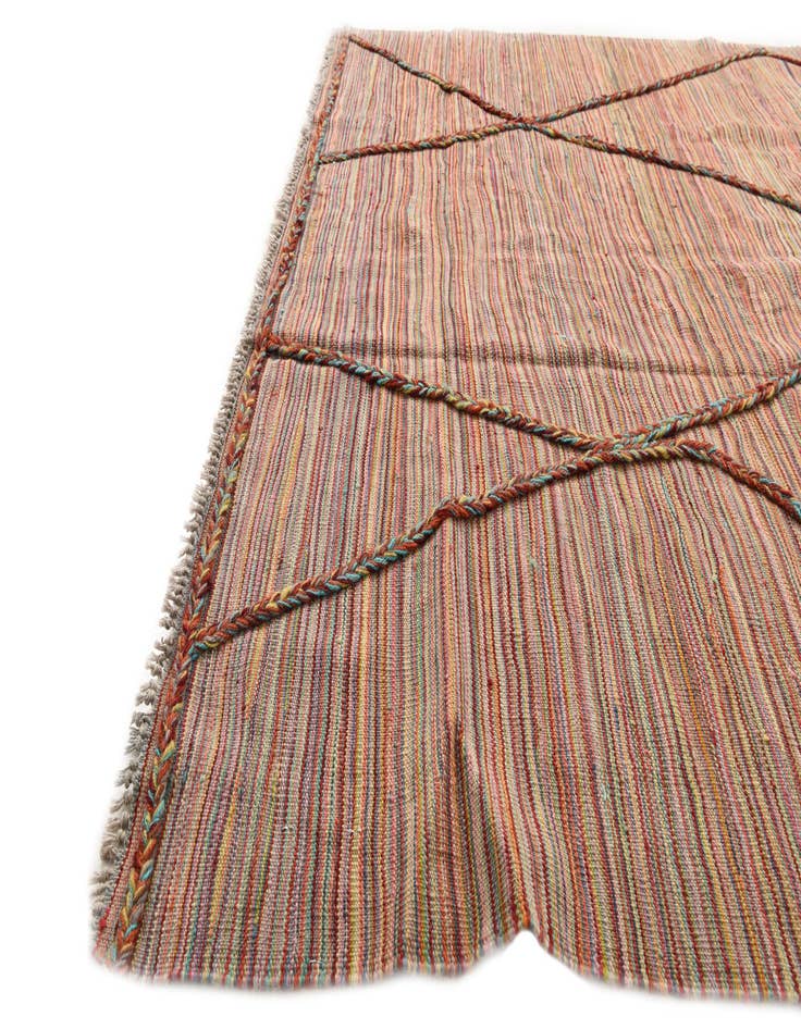 Detail image of  5' 8 x 8'  Hand Woven Kilim Modern Wool Rug