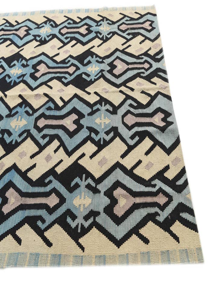 Detail image of  6' 2 x 7' 8  Hand Woven Kilim Modern Wool Rug