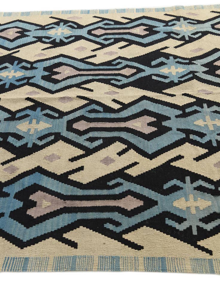 Detail image of  6' 2 x 7' 8  Hand Woven Kilim Modern Wool Rug