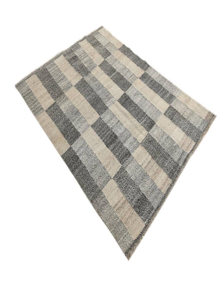 Detail image of  4' 10 x 6' 4  Hand Woven Kilim Modern Wool Rug