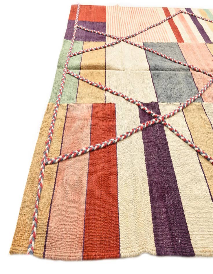 Detail image of  4' 8 x 6' 2  Hand Woven Kilim Modern Wool Rug