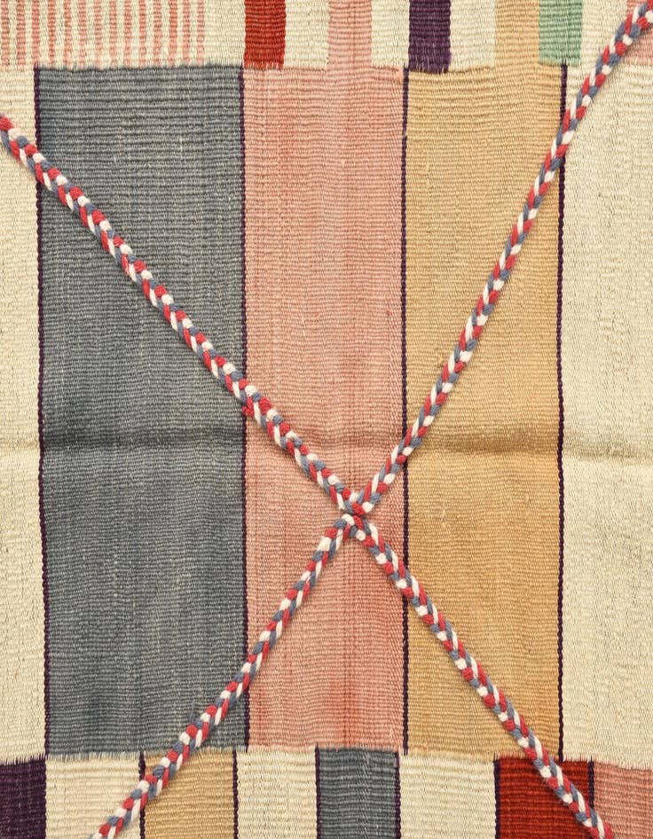 Detail image of  4' 8 x 6' 2  Hand Woven Kilim Modern Wool Rug