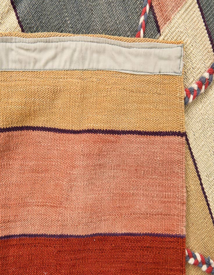 Detail image of  4' 8 x 6' 2  Hand Woven Kilim Modern Wool Rug
