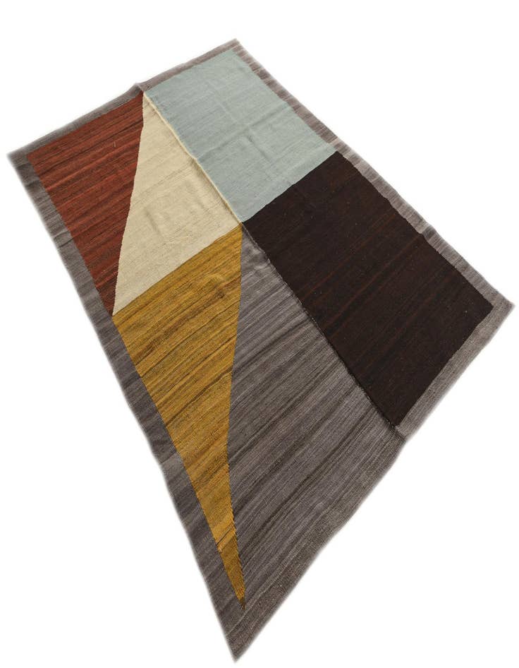 Detail image of  5' 9 x 8'  Hand Woven Kilim Modern Wool Rug