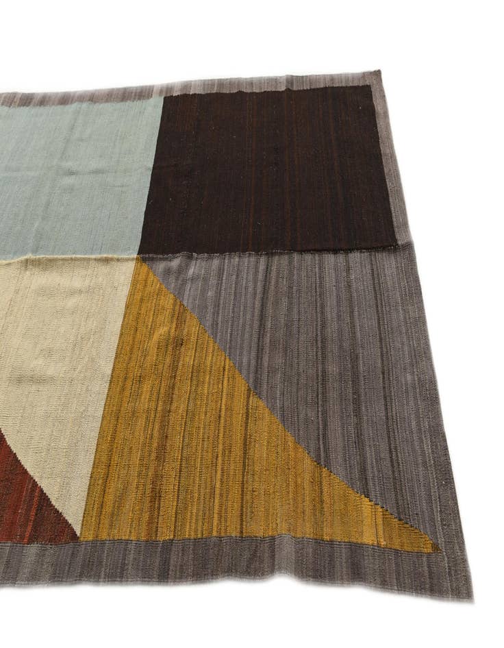 Detail image of  5' 9 x 8'  Hand Woven Kilim Modern Wool Rug