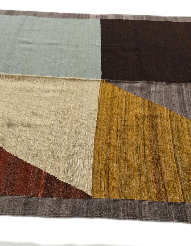 Detail image of  5' 9 x 8'  Hand Woven Kilim Modern Wool Rug