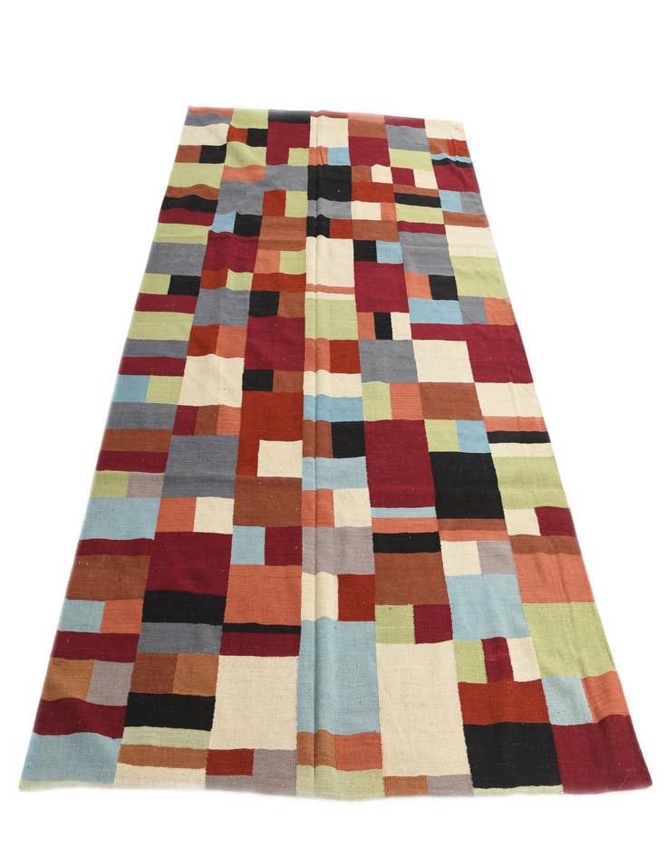 Detail image of  6' 10 x 9' 10  Hand Woven Kilim Modern Wool Rug