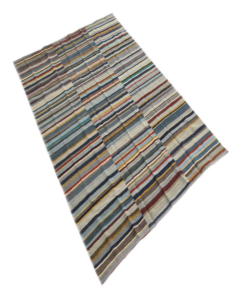 Detail image of  4' 8 x 6' 5  Hand Woven Kilim Modern Wool Rug