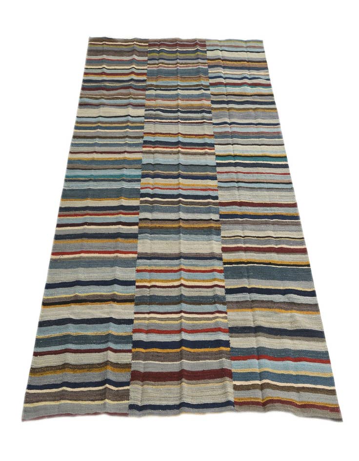 Detail image of  4' 8 x 6' 5  Hand Woven Kilim Modern Wool Rug