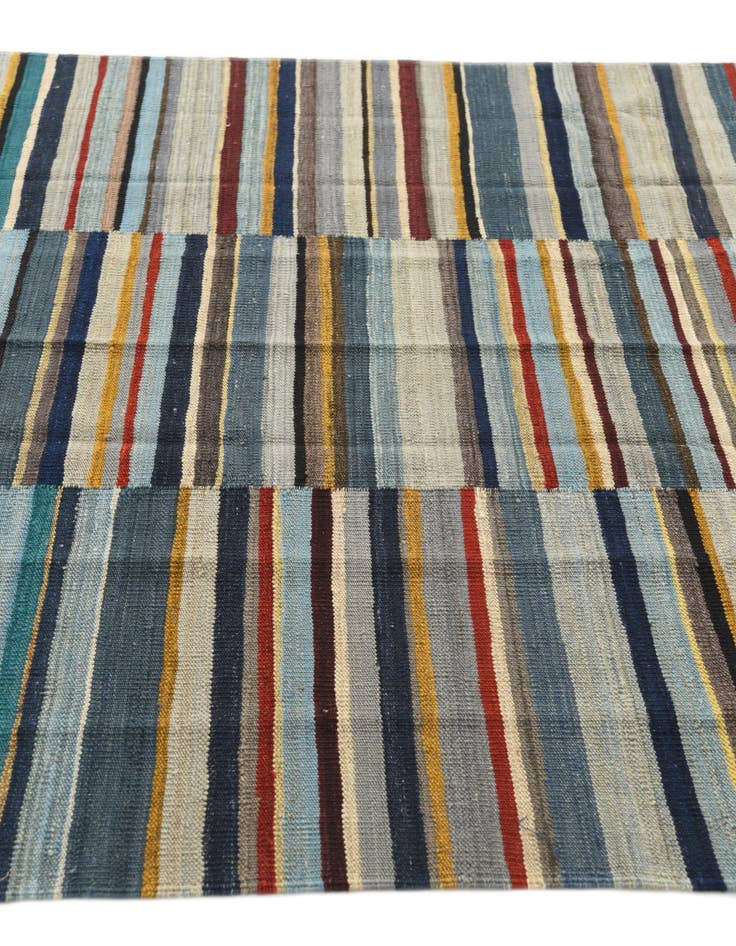 Detail image of  4' 8 x 6' 5  Hand Woven Kilim Modern Wool Rug