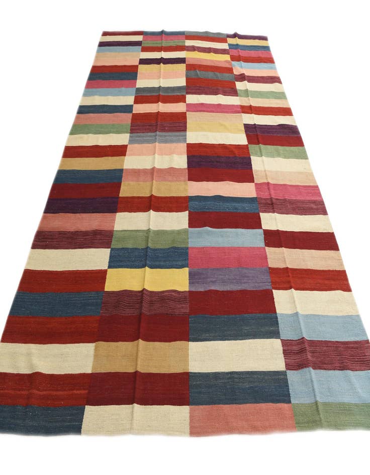 Detail image of  8' 6 x 11' 6  Hand Woven Kilim Modern Wool Rug