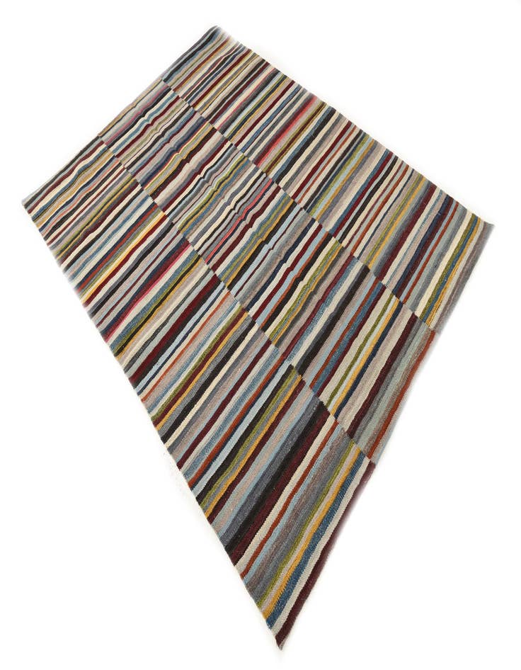 Detail image of  4' 7 x 6' 4  Hand Woven Kilim Modern Wool Rug